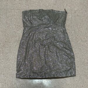 Zara Metallic Strapless Dress